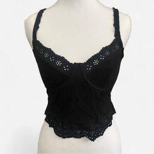 Black Lace Trim Cami Top